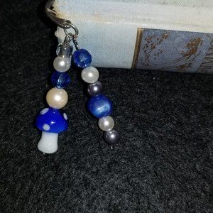 🦄3/$20 Blue Mushroom Bookmark Handmade OOAK